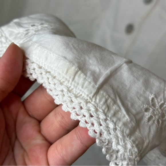 Double D Ranch White Floral Eyelet Square Neck Button Up Blouse Sz M Western - Picture 6 of 10